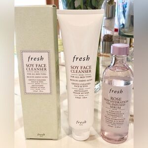 New FRESH ROSE Deep Hydration Oil Serum $64 & SOY Cleanser 5oz $39